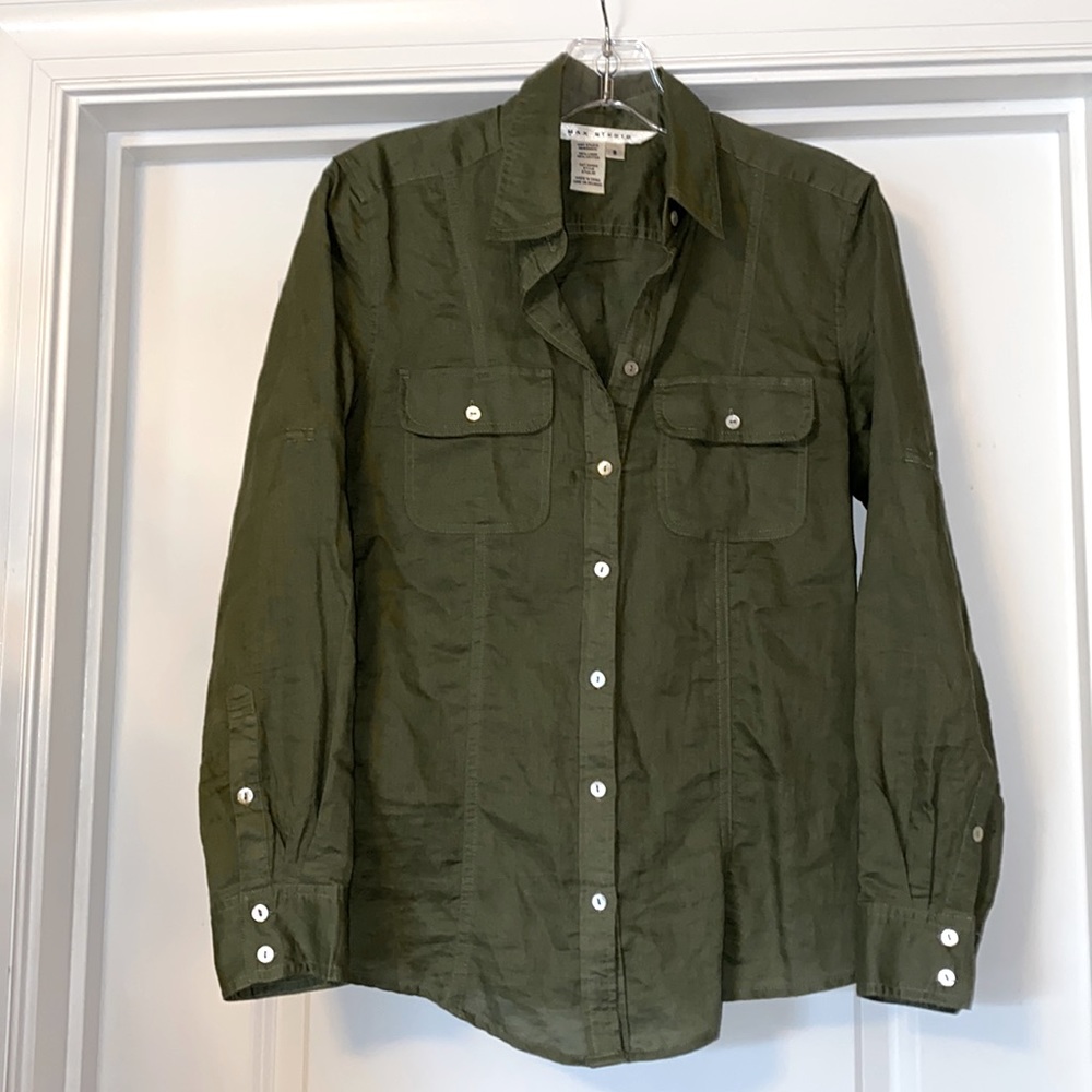 Max Studio Linen Blend Button Down - Picture 1 of 5